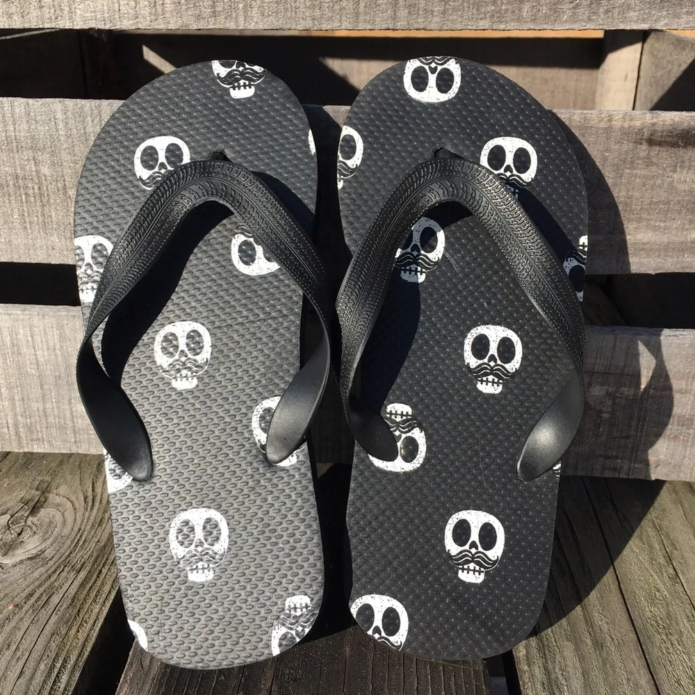 - Sugar Skull Mustache TCP Flip-Flops! NEW!